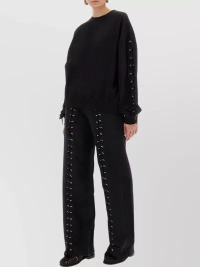 Rotate Birger Christensen Dannia Cotton Sweatpants W/ Lacing In Black