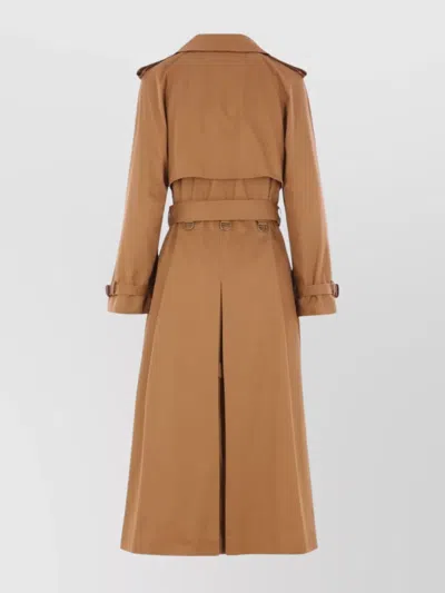 Chloé Long Water-repellent Beige Trench Coat In Cotton Gabardine In Brown
