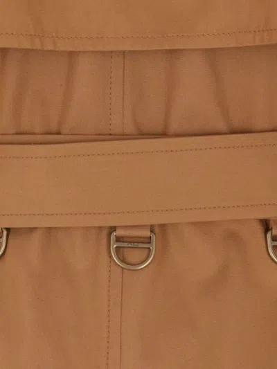 Chloé Long Water-repellent Beige Trench Coat In Cotton Gabardine In Brown