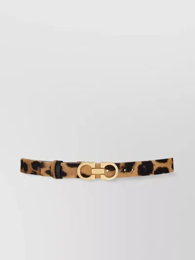 Ferragamo Animal-print Pony Hair Gancini Belt In Animal Print
