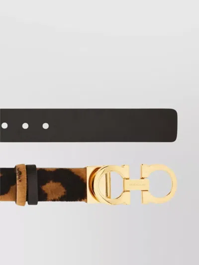 Ferragamo Animal-print Pony Hair Gancini Belt In Animal Print