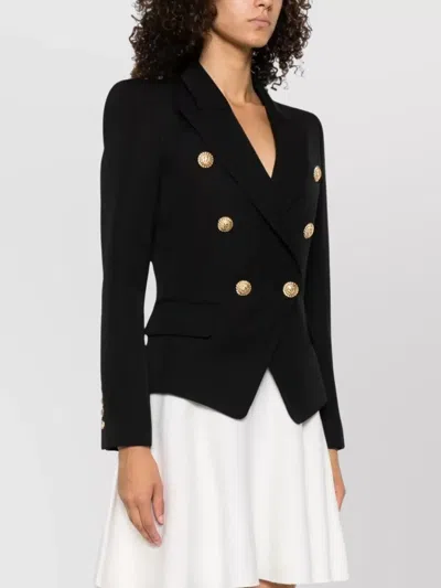 Balmain Wool Blazer With Iconic Metal Buttons In Black