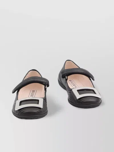 Roger Vivier Low Mary Jane Ballerinas In Leather In Black