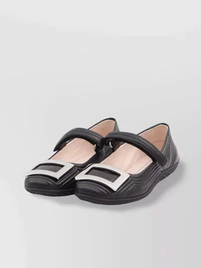 Roger Vivier Low Mary Jane Ballerinas In Leather In Black
