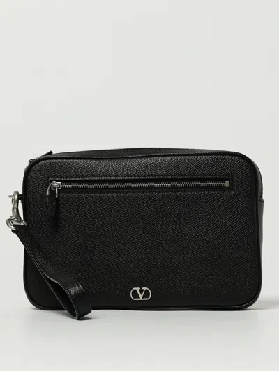 Valentino Garavani Clutch Bag With External Pocket And Wrist Strap In Black