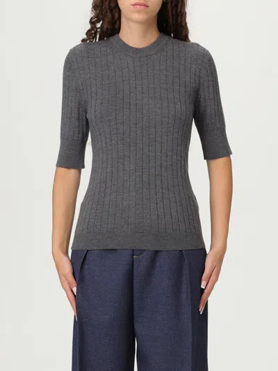 Bottega Veneta Women Ribbed Knit Cropped Top In Gray