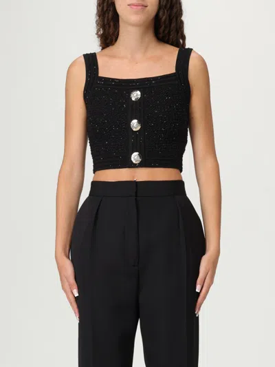 Balmain Tweed Crop Top In Black