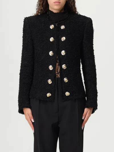 Balmain Edge-to-edge Silky Tweed Jacket In Black