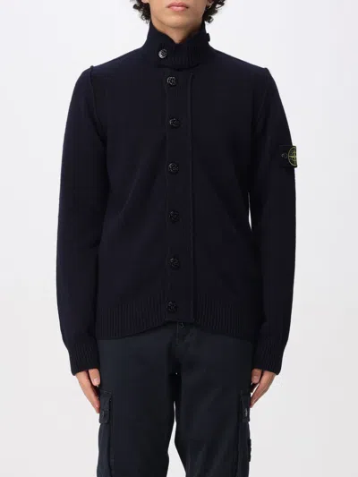 Stone Island Lambswool Zip Knit Cardigan In Black