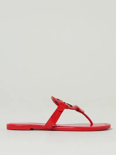 Tory Burch Round Toe Flip Flops In Red