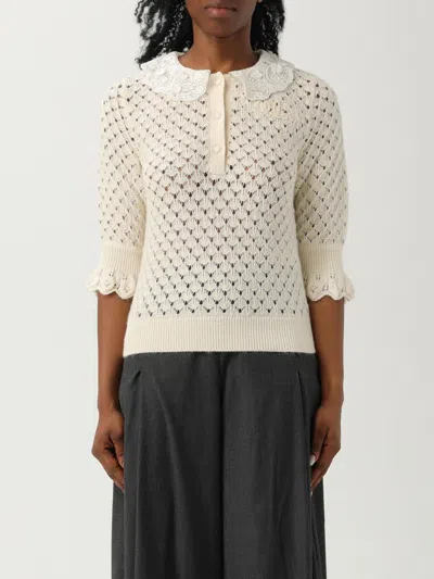 Chloé Chloe' Women Cotton, Alpaca And Silk Top In Neutral