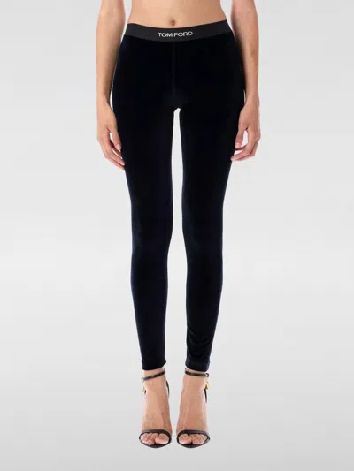 Tom Ford Velour Leggings Trousers Stretch Waistband Slim In Black