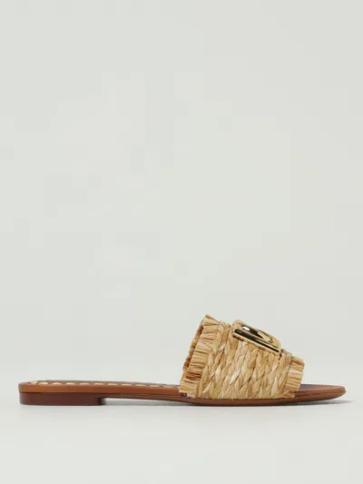 Dolce & Gabbana Rafia Braided Slipper In Neutral