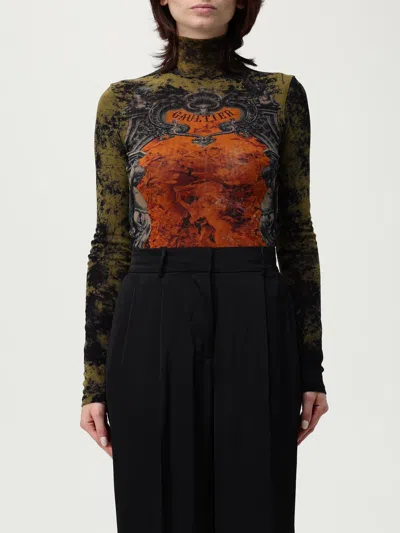 Jean Paul Gaultier Printed High Neck Long Sleeve Jumpsuit In Green