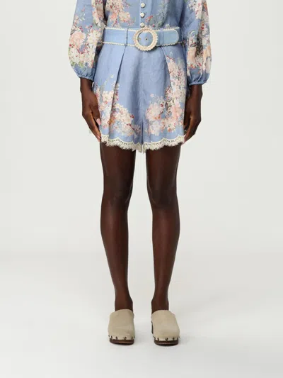 Zimmermann Printed Linen Cascadian Shorts In Blue