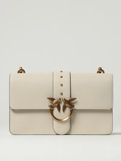 Pinko Love One Leather Crossbody Bag In White