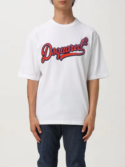Dsquared2 Loose Fit Cotton Logo T-shirt In White