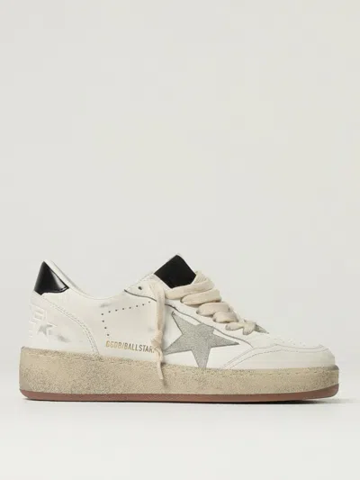Golden Goose Women's Ballstar 2 Leather Upper And Spur Suede Star Shiny Leather Heel Sneaker In White