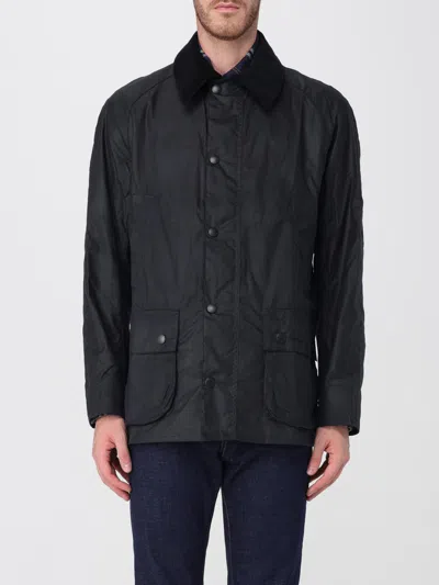 Barbour Black Waxed Jacket With Velvet Collar In Black