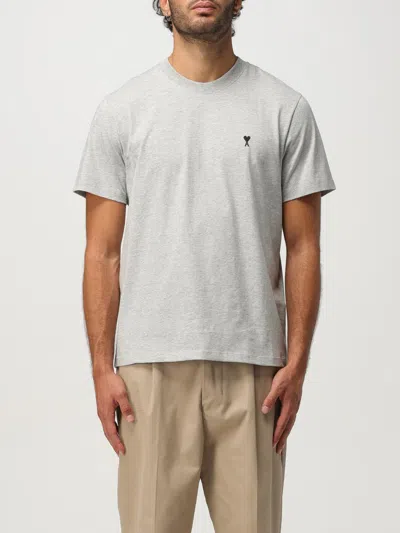 Ami Alexandre Mattiussi Ami Paris Men Ami De Coeur Cotton T-shirt In Gray