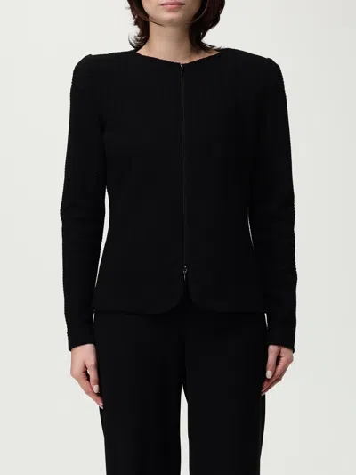 Emporio Armani Cotton Blend Blazer Jacket In Black
