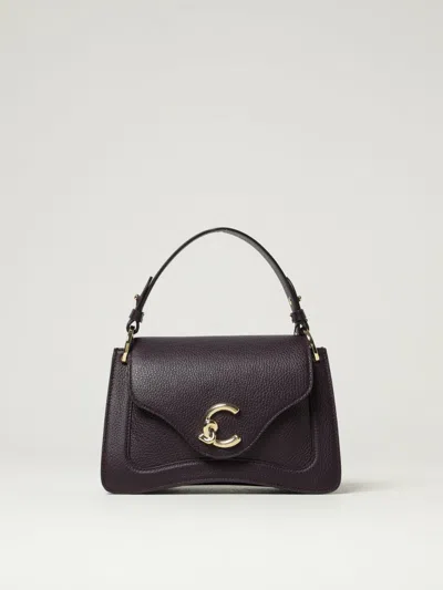Coccinelle Pebbled Leather Shoulder Bag In Purple