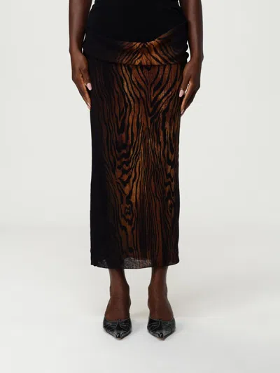 Jean Paul Gaultier Animal Print High Waist Sheer Overlay Skirt In Black