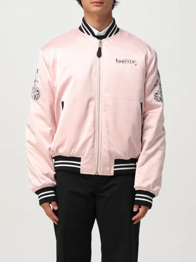 Alexander Mcqueen Casual Jacket With Embroidered Graphic Print In Pink