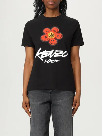Kenzo Futura Graphic Print Boke Flower T-shirt In Black