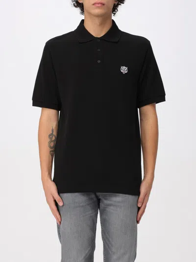 Kenzo Men's Gots Happy Tiger Embroidered Slim Polo In Black