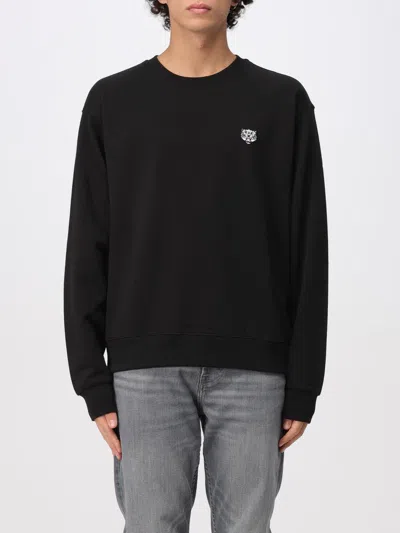 Kenzo Wild Tiger Crew Neck Sweatshirt Ribbed Cuffs Hem In Black