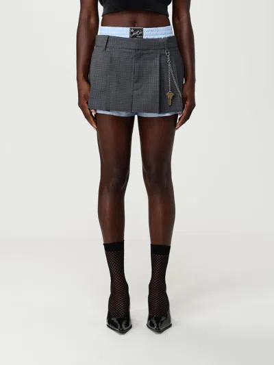 Alexander Wang Logo Wool Blend Mini Skirt In Black