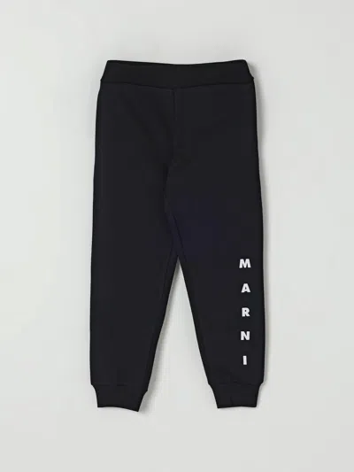 Marni Kids Cotton Sports Trousers In Black