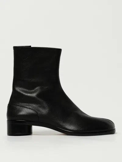 Maison Margiela Vintage Leather Tabi Boots In Black