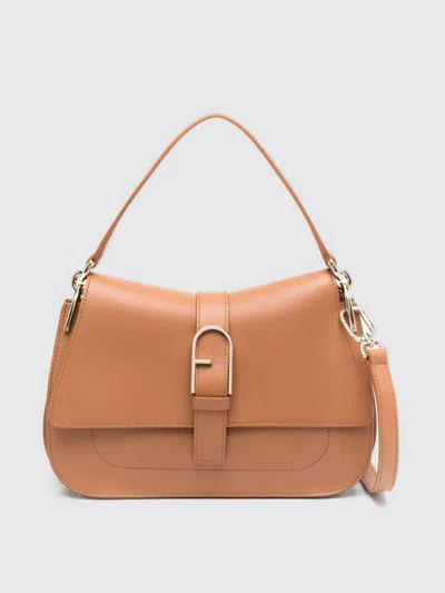 Furla Mini Flow Leather Tote Bag In Brown