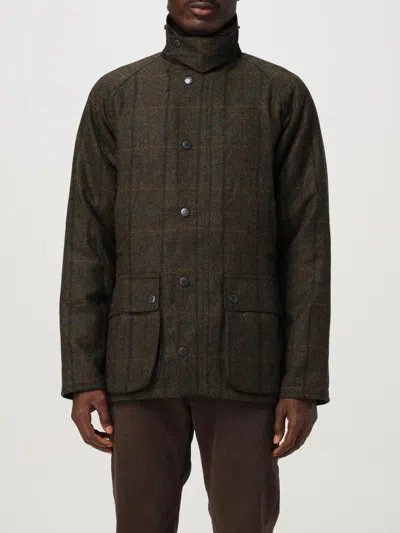 Barbour Checked Wool Jacket With Collar And Pockets In Brown