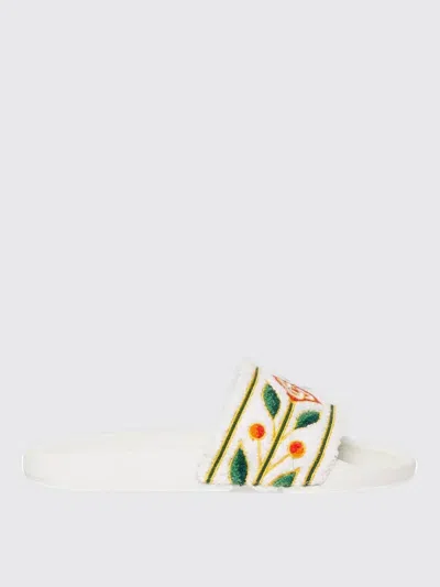 Casablanca Terry Slider Sandals Embroidered Strap Flat In Multi