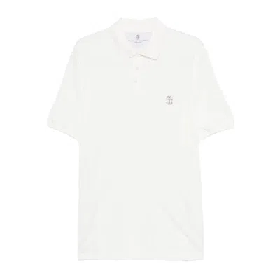 Brunello Cucinelli Logo Cotton Polo Shirt In White