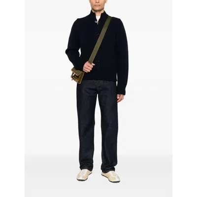 Dries Van Noten Blue Sweaters In Black