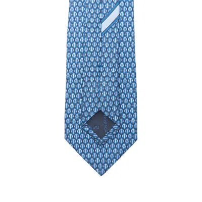 Ferragamo Polka-dot Pattern Silk Tie In Blue