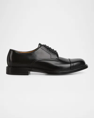 Gucci Interlocking G Leather Lace-up Shoes In Black