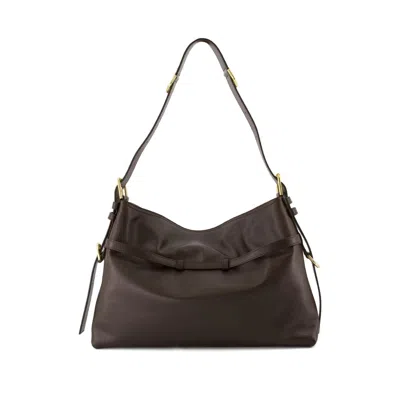 Givenchy Medium Voyou Calfskin Shoulder Bag With Buckle Fastening In Brown