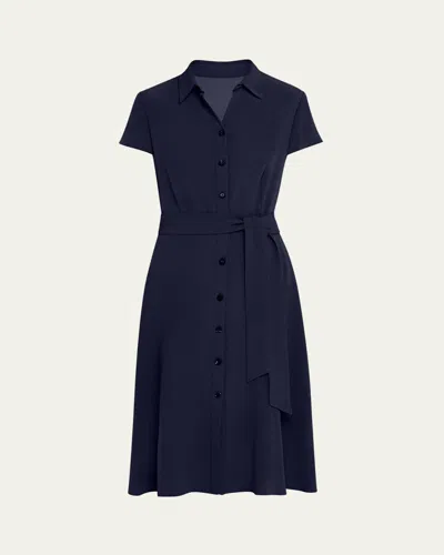 Kiton Short-sleeve Buttoned Dress In Blue
