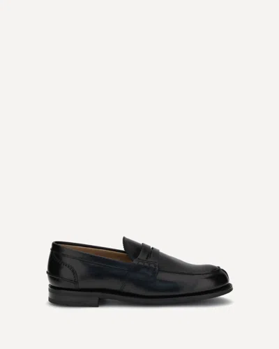 Church's Black Moccasin Flat Shoes With Elegant Detailing For Modern Men In Black