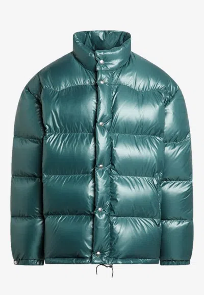 Prada Triangle Logo Glossy Down Jacket In Multi