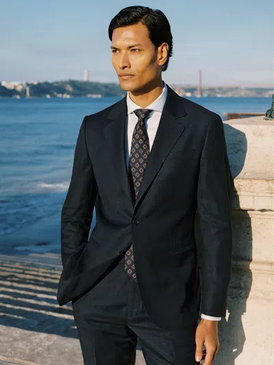 Reiss Navy Seminar Slim-fit Wool Single Breasted Check Suit Blazer In Blue