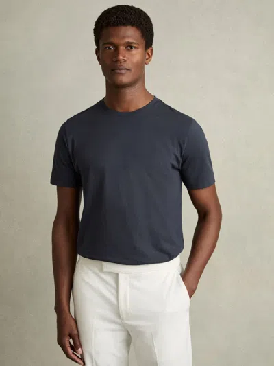 Reiss Navy Blaikie Airwater-cotton Relaxed-fit T-shirt In Blue