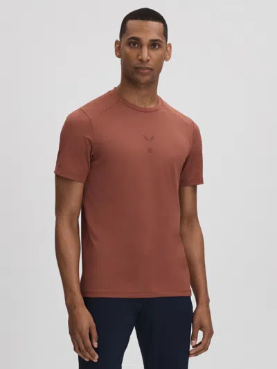 Reiss Castore Rust Castore Performance Crew Neck T-shirt In Brown