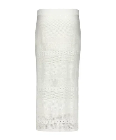 Frame Crochet Knit Pencil Skirt In White