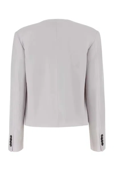 Low Classic Wool Blazer With Buttoned Cuffs And Flap Pockets In Gray